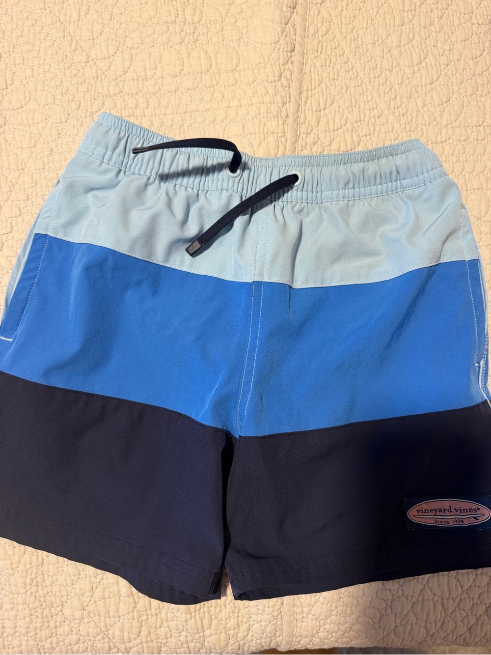 Vineyard Vines Kids Light Blue, Royal Blue & Navy Colorblock Swim Trunks